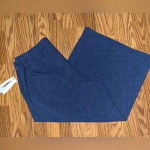 Liz Claiborne Women Wide Leg Crop Pants Blue L High Rise Indigo Blue Sz 16 NWT
